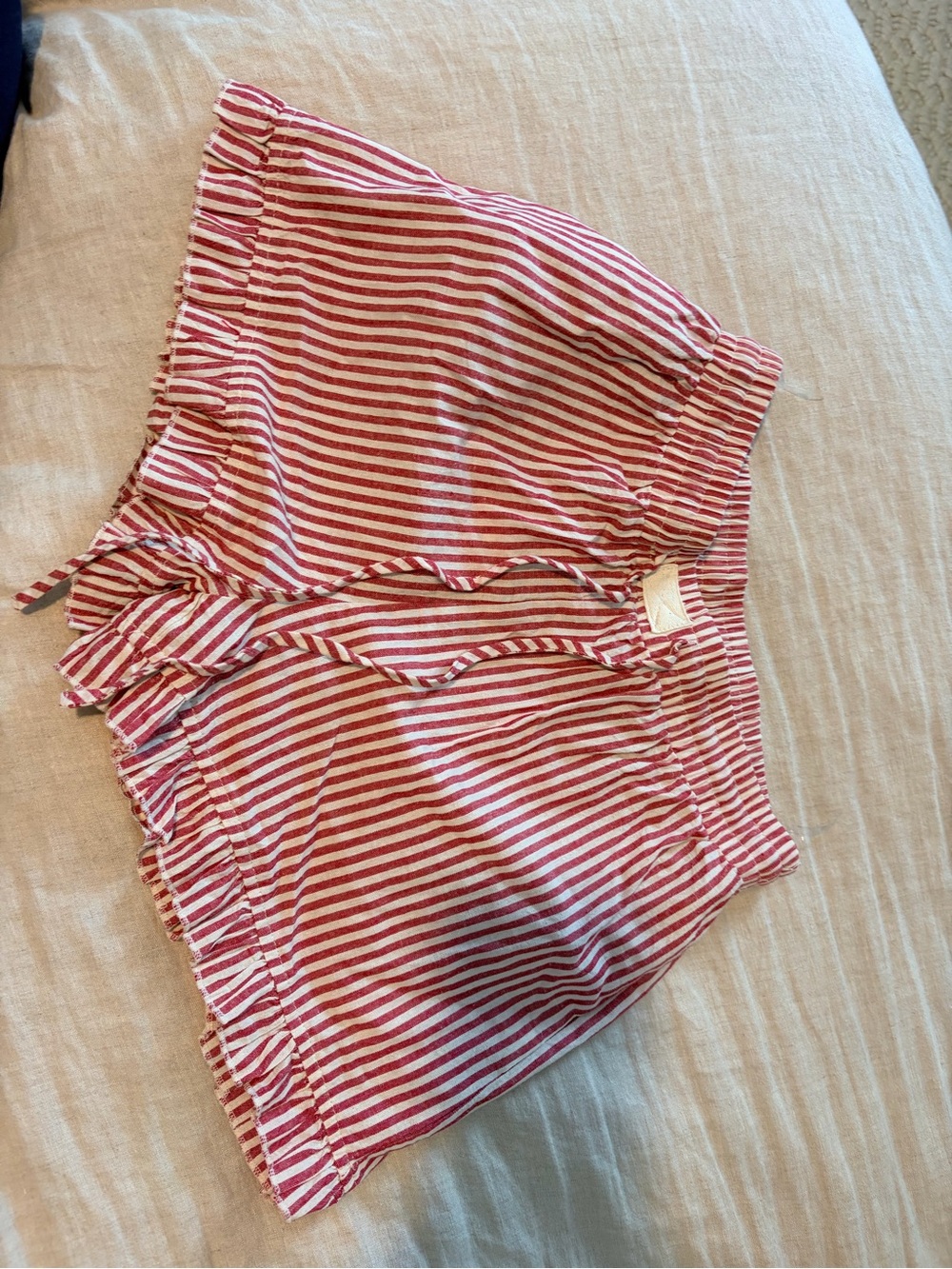 ILLA ILLA Red and White Striped High Waist Shorts